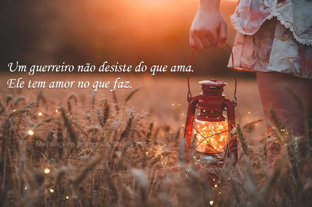 Um guerreiro não desiste do que ama. Ele tem amor no que faz!