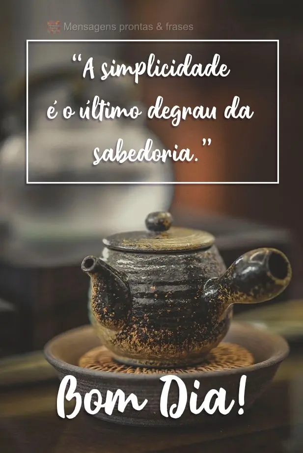 A simplicidade é o último degrau da sabedoria. Bom dia!