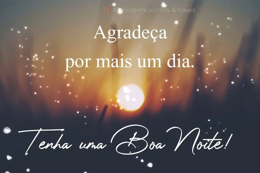 Agradeça por mais um dia.  Tenha uma Boa Noite!