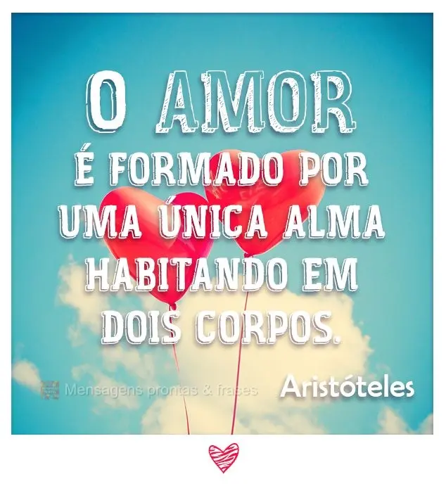 O amor é formado por uma única alma habitando em dois corpos. 
 Aristóteles