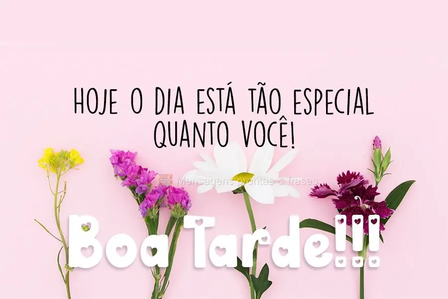 Hoje o dia está tão especial quando você!  Boa Tarde!