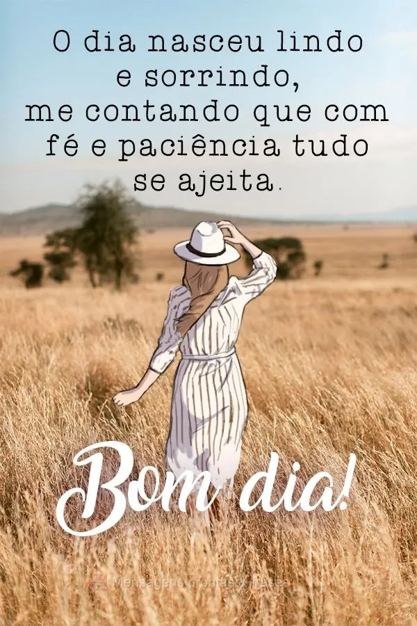O dia nasceu lindo e sorrindo, me contando que com fé e paciência tudo se ajeita.  Bom dia!