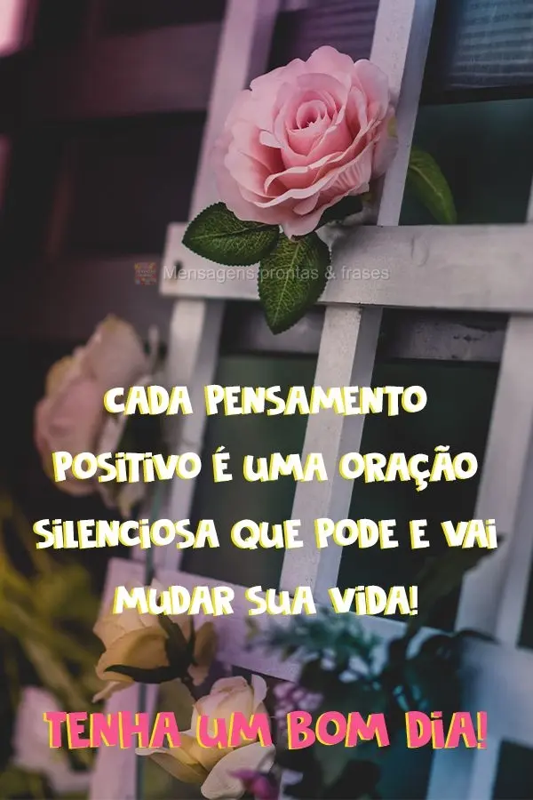 Cada pensamento positivo é uma oração silenciosa que pode e vai mudar sua vida!  Tenha um Bom dia!