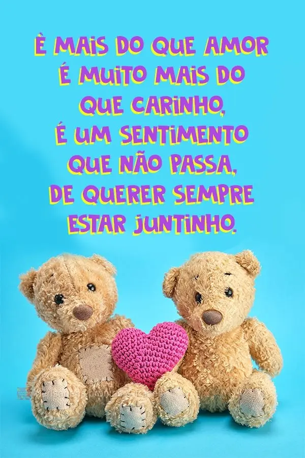 É mais do que amor, é muito mais do que carinho, é um sentimento que não passa, de querer sempre estar juntinho.
