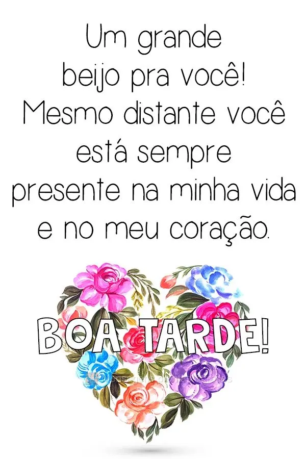 Um grande beijo pra você! Mesmo distante você está sempre presente na minha vida e no meu coração. 
 Boa Tarde!