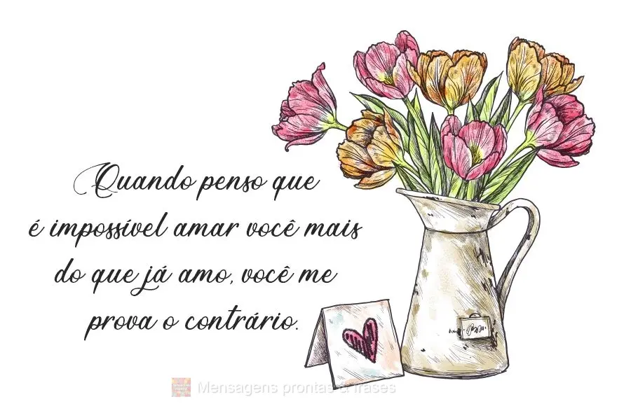 Quando penso que é impossível amar você mais do que já amo, você me prova o contrário.
