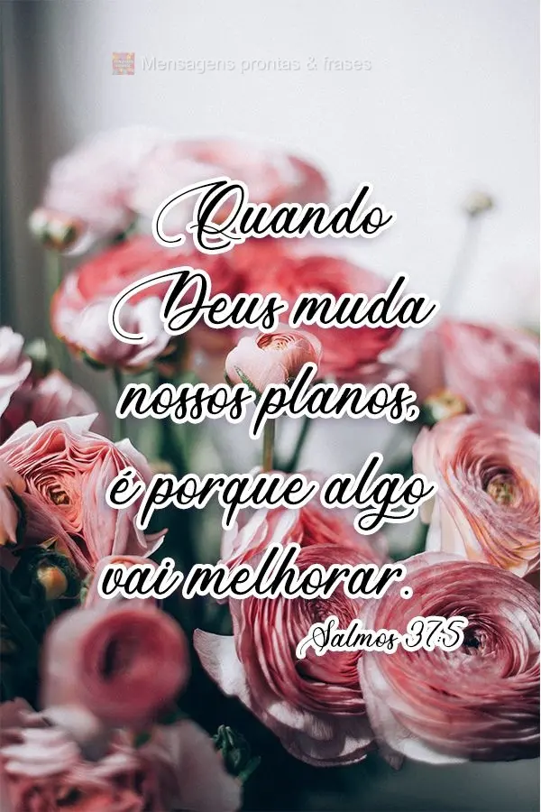 Quando Deus muda nossos planos, é porque algo vai melhorar. 
 Salmos 37:5