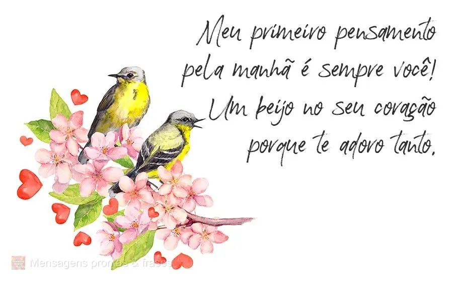Meu primeiro pensamento pela manhã é sempre você! Um beijo no seu coração porque te adoro tanto.
