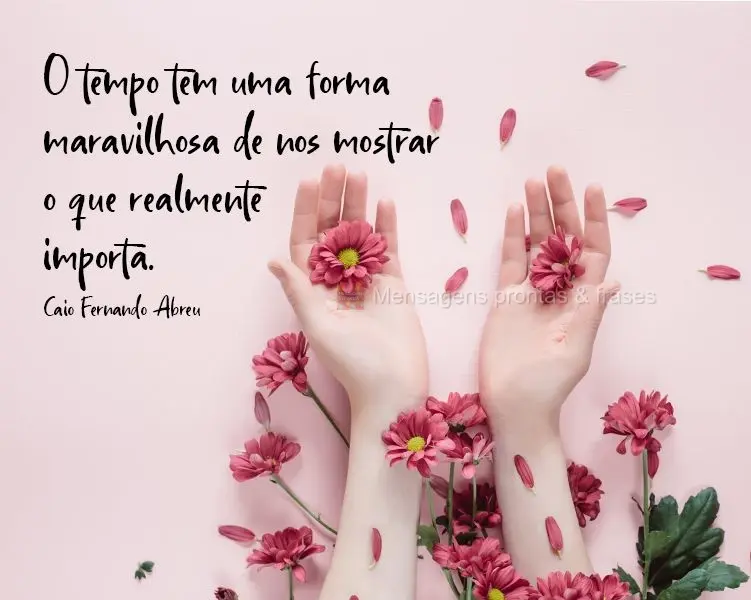 O tempo tem uma forma maravilhosa de nos mostrar o que realmente importa. 
 Caio Fernando Abreu