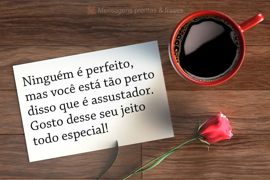 Ninguém é perfeito, mas você está tão perto disso que é assustador. 
 Gosto desse seu jeito todo especial!