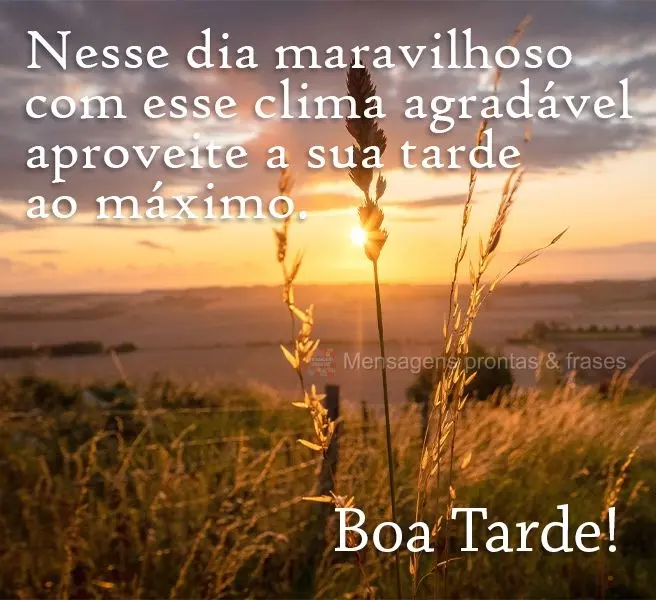 Nesse dia maravilhoso com esse clima agradável aproveite a sua tarde ao máximo. 
 Boa Tarde!