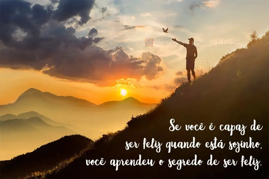 Se você é capaz de ser feliz quando está sozinho, você aprendeu o segredo de ser feliz.
