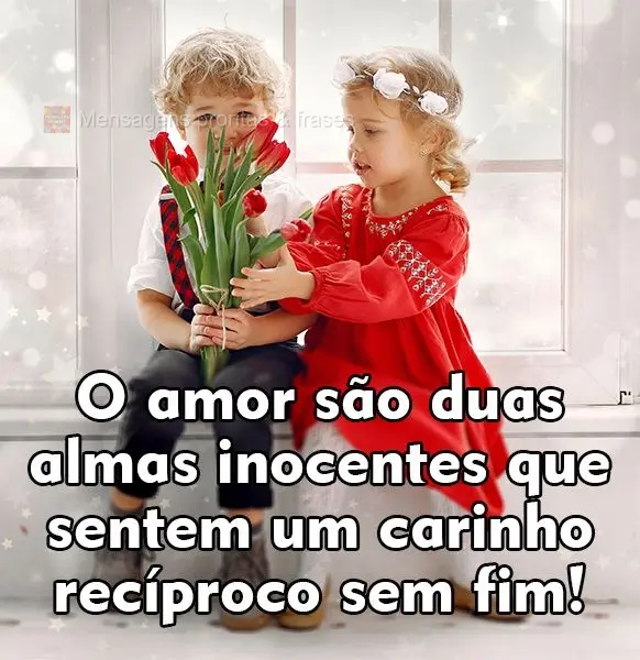 O amor são duas almas inocentes que sentem um carinho recíproco sem fim!
