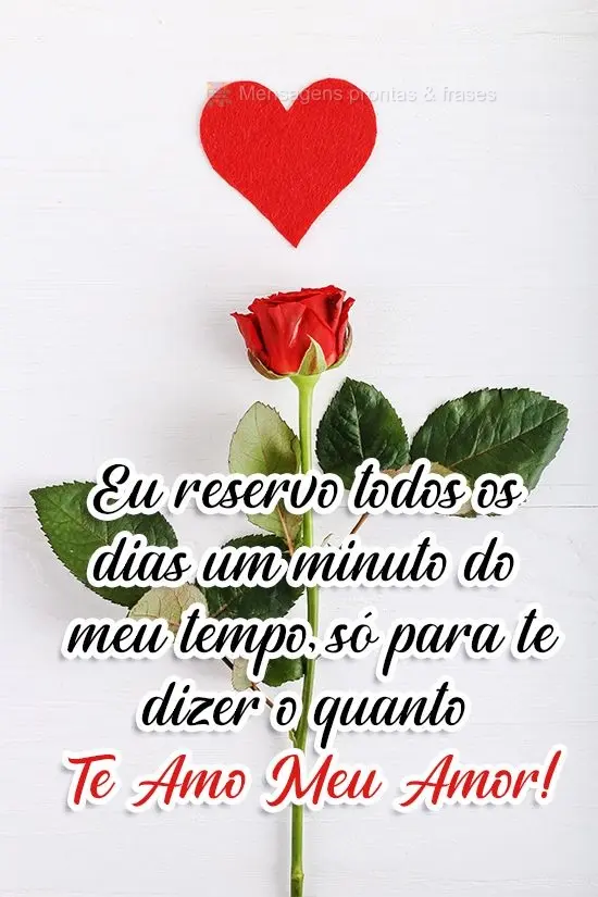 Eu reservo todos os dias um minuto do meu tempo, só para te dizer o quanto te amo meu amor!
