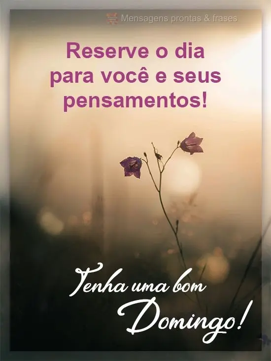 Reserve o dia para você e seus pensamentos! 
 Tenha uma bom Domingo!