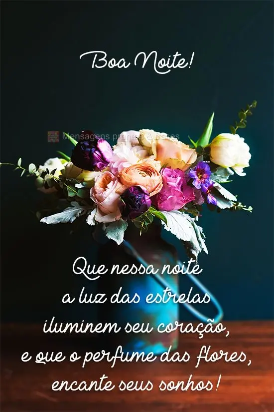 Que nessa noite a luz das estrelas iluminem seu coração, e que o perfume das flores encante seus sonhos!
 Boa Noite! 