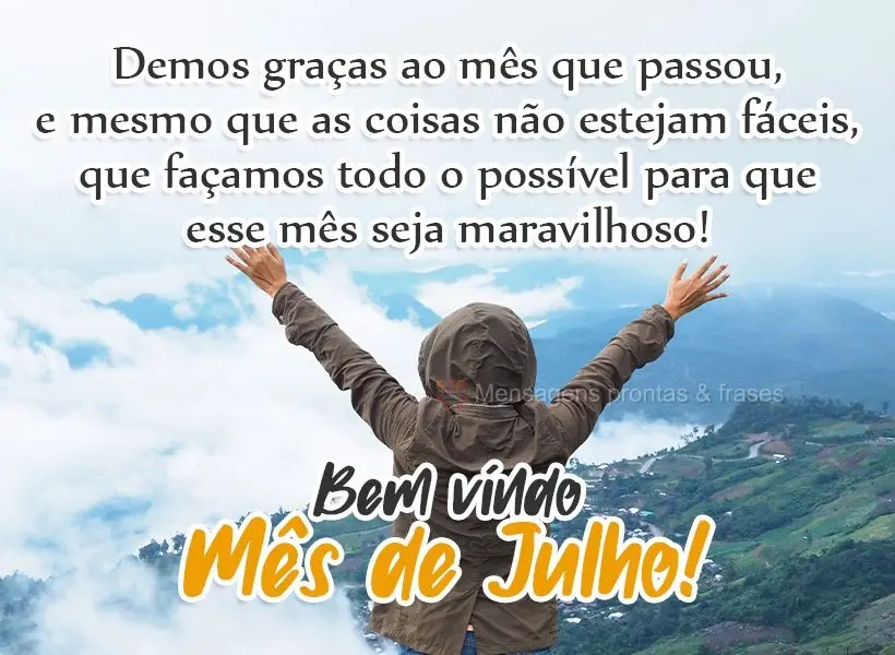 Demos graças ao mês que passou, e mesmo que as coisas não estejam fáceis, que façamos todo o possível para que esse mês seja maravilhoso! 
 Bem v...