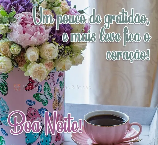 Um pouco de gratidão, e mais leve fica o coração! 
 Boa Noite!
