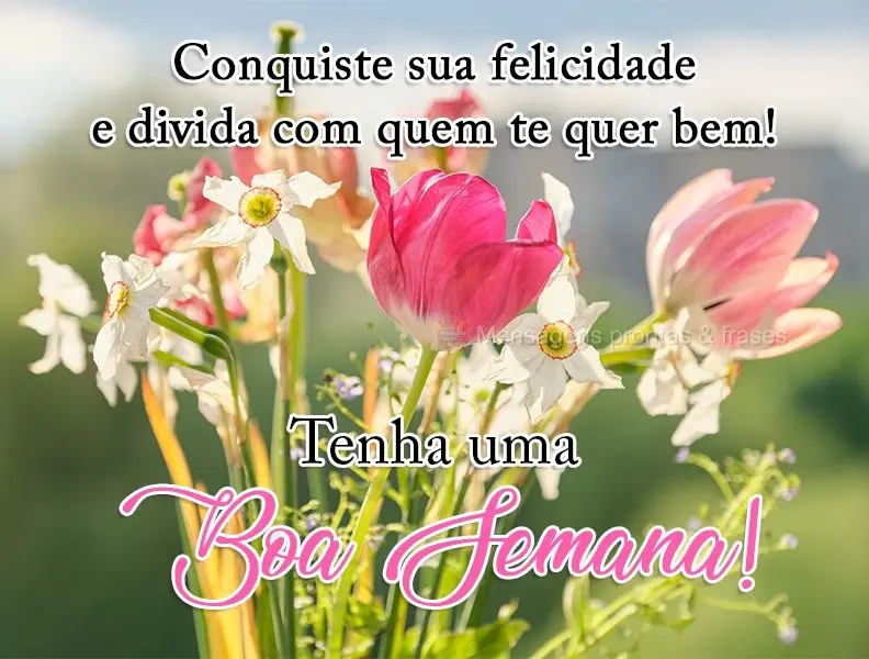 Conquiste sua felicidade e divida com quem te quer bem!
  Tenha uma Boa Semana!