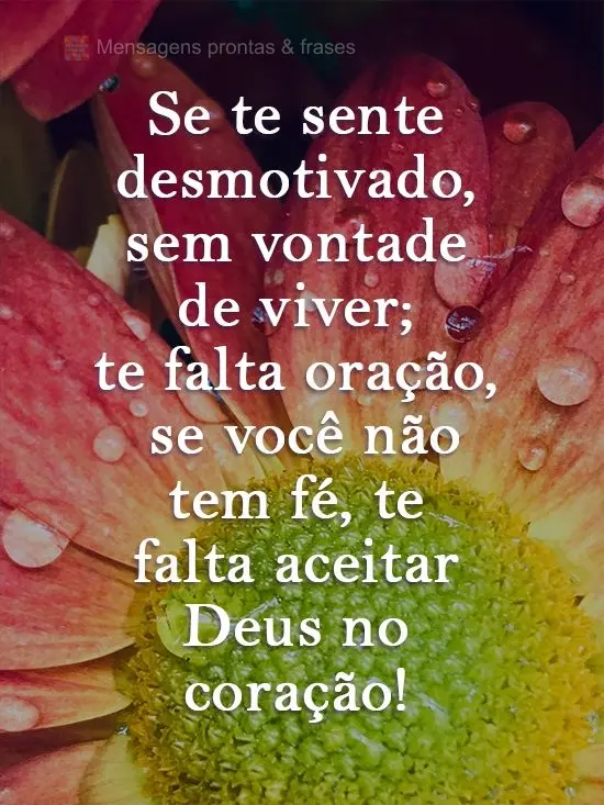Se te sente desmotivado, sem vontade de viver; te falta oração, se você não tem fé, te falta aceitar Deus no coração!
