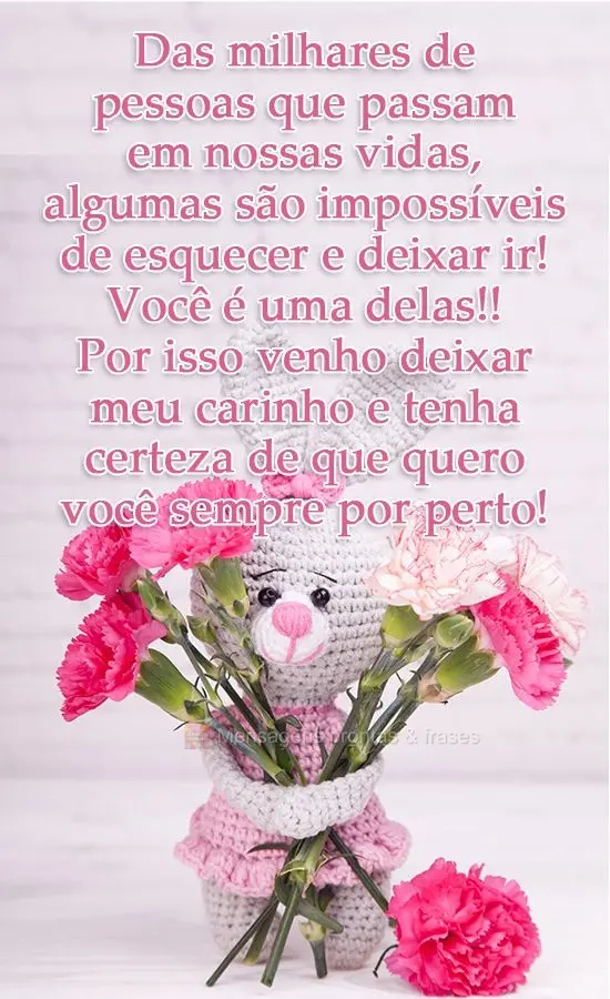 Das milhares de pessoas que passam em nossas vidas, algumas são impossíveis de esquecer e deixar ir! 
Você é uma delas!!
Por isso venho deixar meu ...