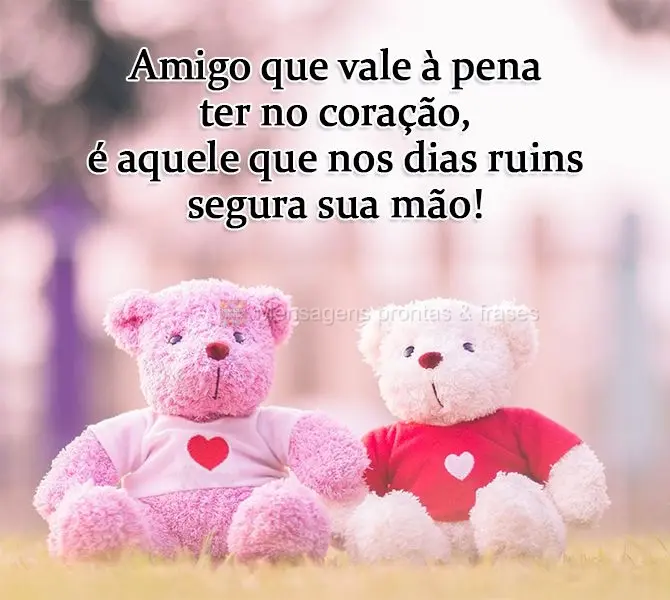 Amigo que vale a pena ter no coração, é aquele que nos dias ruins segura sua mão!
