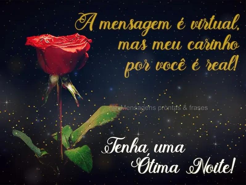 A mensagem é virtual, mas meu carinho por você é real! 
 Tenha uma ótima Noite!