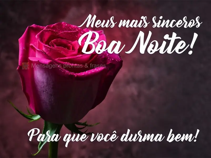 Meu mais sincero Boa Noite! Para que você durma bem!

