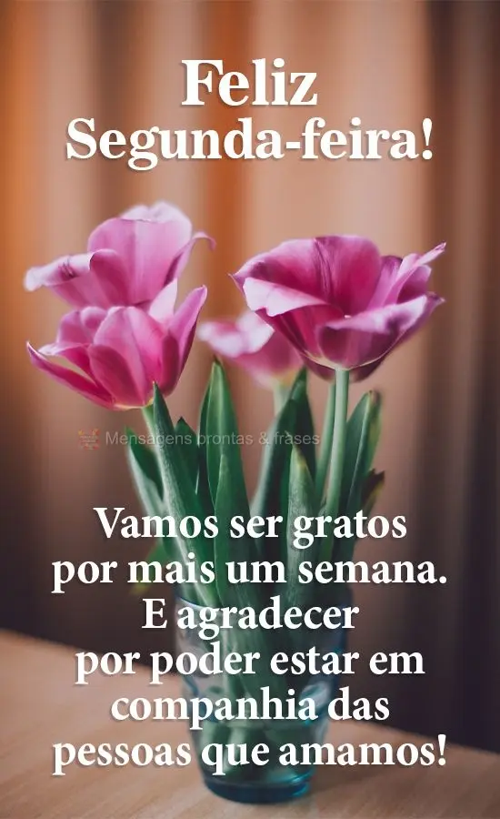 Vamos ser gratos por mais uma semana! E agradecer por poder estar em companhia das pessoas que amamos!
 Feliz Segunda-feira! 