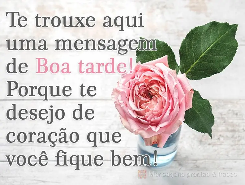 Te trouxe aqui uma mensagem de Boa tarde! Porque te desejo de coração que você fique bem!
