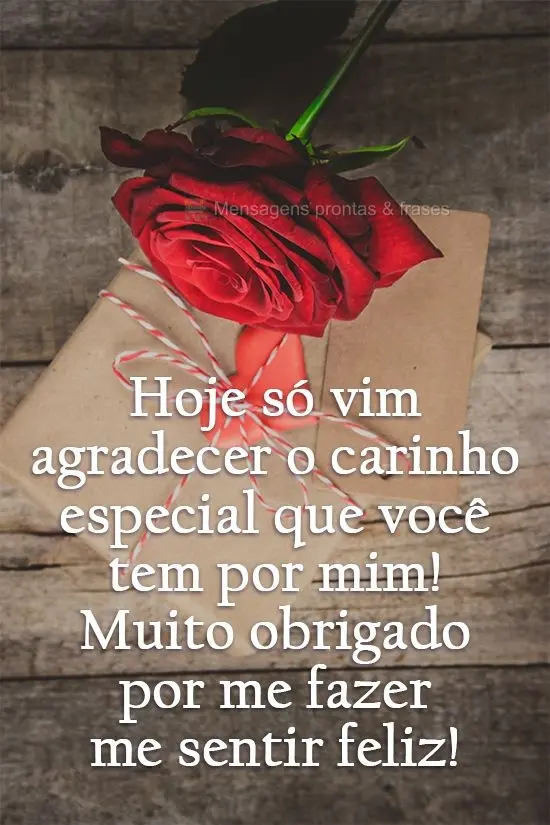 Hoje só vim agradecer o carinho especial que você tem por mim! Muito obrigada por fazer eu me sentir feliz!
