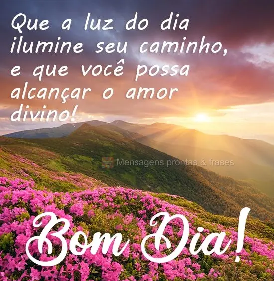 Que a luz do dia ilumine seu caminho, e que você possa alcançar o amor divino! 
 Bom Dia!