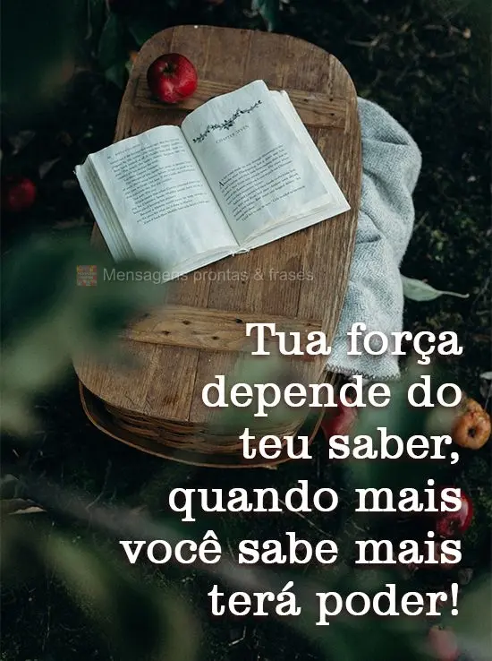 Tua força depende do teu saber, quando mais você sabe mais terá poder!
