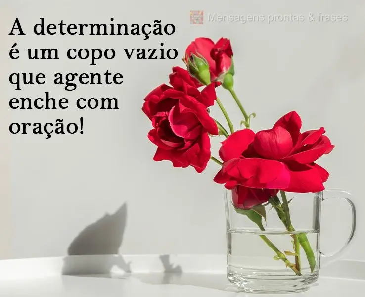 A determinação é um copo vazio que a gente enche com oração!
