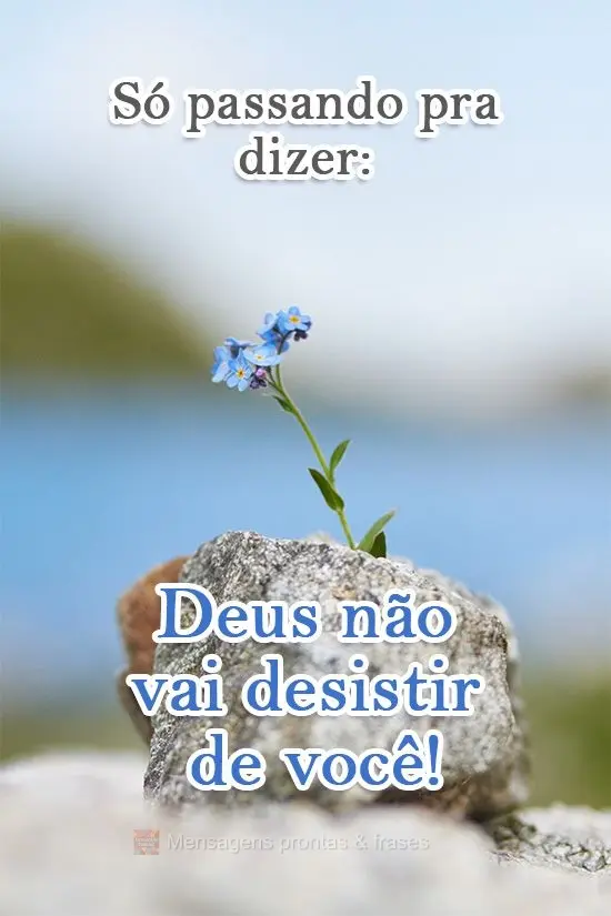 Só passando pra dizer: Deus não vai desistir de você!  
