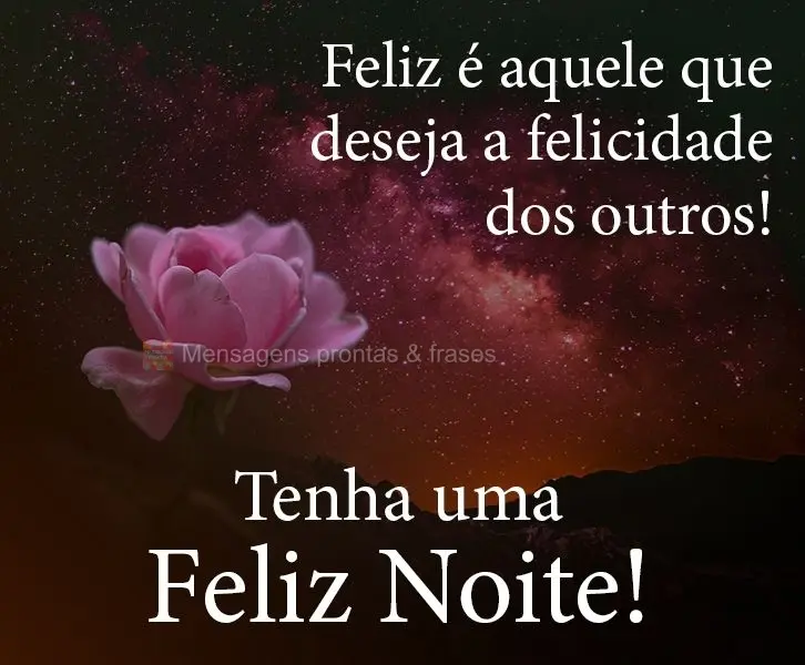 Feliz é aquele que deseja a felicidade dos outros! 
 Tenha uma Feliz Noite!