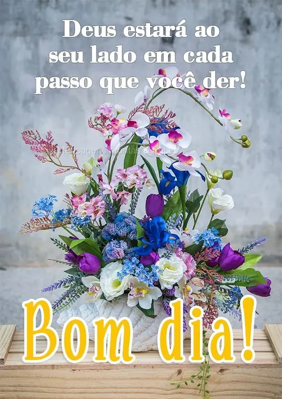 Deus estará ao seu lado em cada passo que você der!
  Bom Dia!
