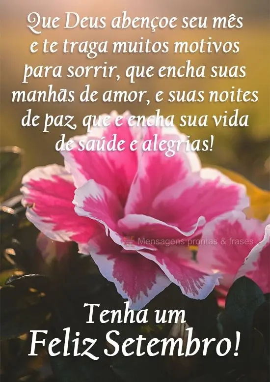Que Deus abençoe seu mês e te traga muitos motivos para sorrir, que encha suas manhãs de amor e suas noites de paz e que  encha sua vida de saúde e a...