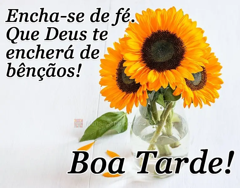 Encha-se de fé. Que Deus te encherá de bênçãos! 
 Boa Tarde!
