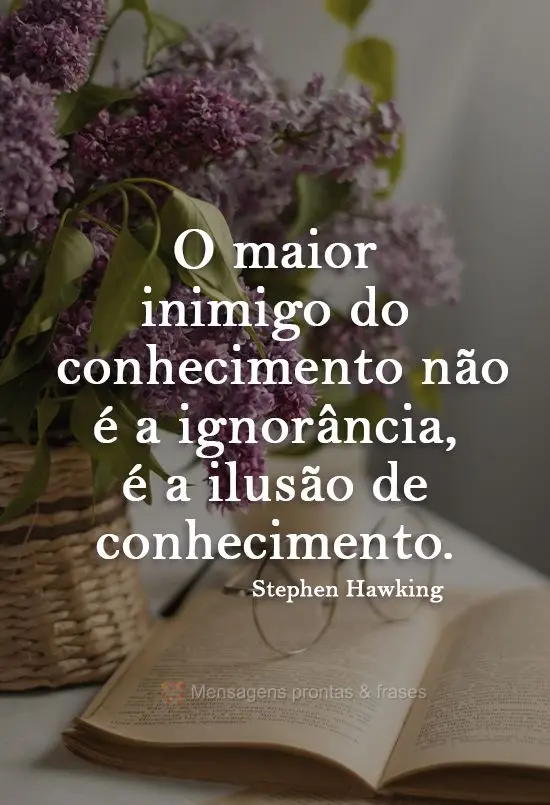 O maior inimigo do conhecimento não é a ignorância, é a ilusão de conhecimento. 
 Stephen Hawking