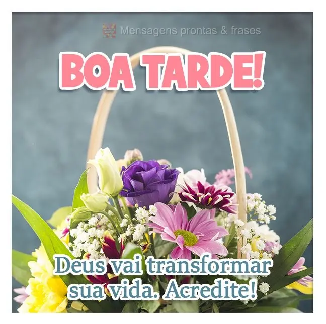 Deus vai transformar sua vida. Acredite!
 Boa tarde! 