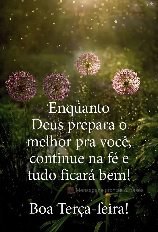 Enquanto Deus prepara o melhor pra você, continue na fé e tudo ficará bem! 
 Boa Terça-feira!