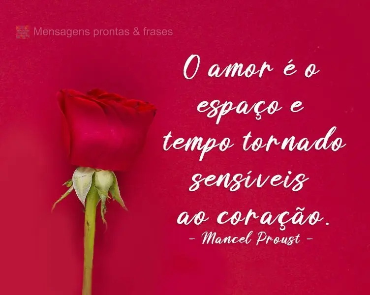 O amor é o espaço e tempo tornado sensíveis ao coração. 
 Mancel Proust
