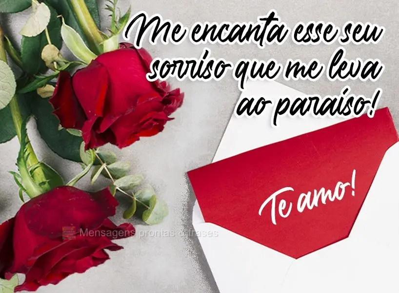 Me encanta esse seu sorriso que me leva ao paraíso!
  Te amo!