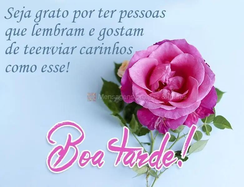 Seja grato por ter pessoas que lembram e gostam de te enviar carinhos como esse! 
 Boa tarde! 