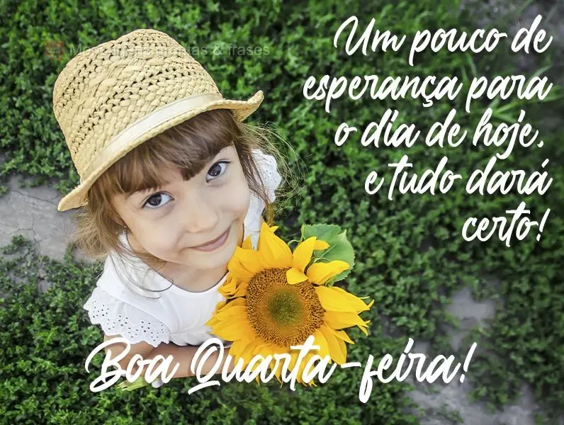 Um pouco de esperança para o dia de hoje e tudo dará certo!
  Boa Quarta-feira!