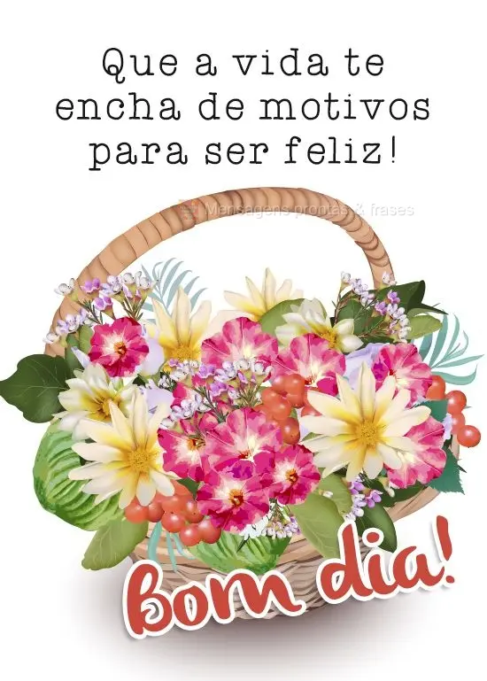 Que a vida te encha de motivos para ser feliz!
  Bom dia!