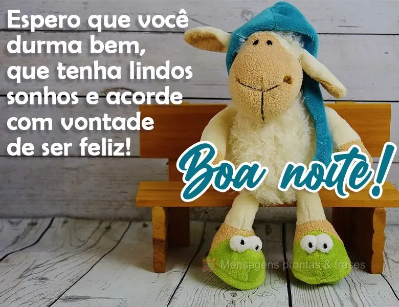Espero que você durma bem, que tenha lindos sonhos e acorde com vontade de ser feliz!  Boa noite! 