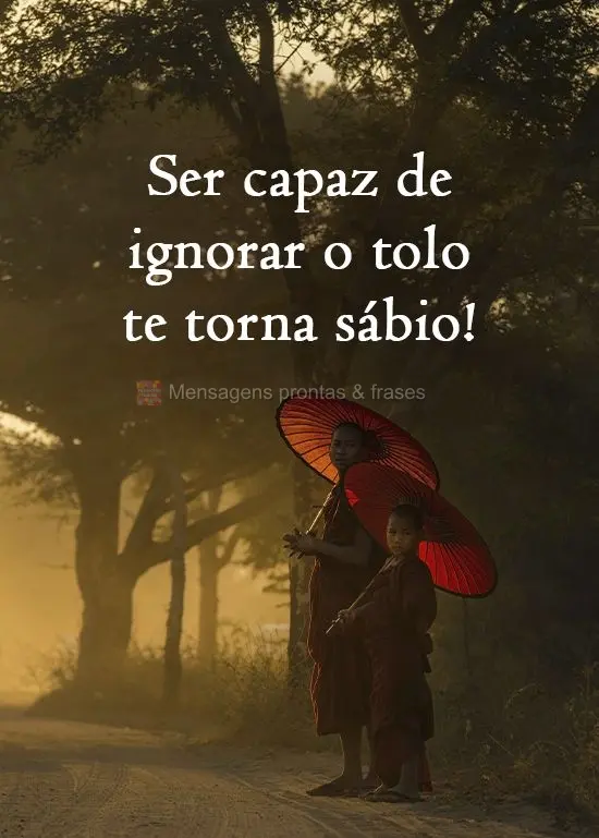 Ser capaz de ignorar o tolo te torna sábio!
