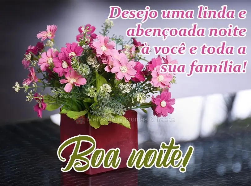 Desejo uma linda e abençoada noite a você e toda a sua família!  Boa noite!
